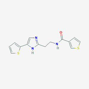 molecular formula C14H13N3OS2 B6505420 N-{2-[4-(thiophen-2-yl)-1H-imidazol-2-yl]ethyl}thiophene-3-carboxamide CAS No. 1396812-61-5