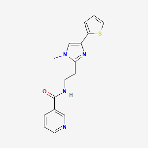 molecular formula C16H16N4OS B6505426 N-{2-[1-methyl-4-(thiophen-2-yl)-1H-imidazol-2-yl]ethyl}pyridine-3-carboxamide CAS No. 1396863-79-8
