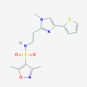 molecular formula C15H18N4O3S2 B6505429 3,5-dimethyl-N-{2-[1-methyl-4-(thiophen-2-yl)-1H-imidazol-2-yl]ethyl}-1,2-oxazole-4-sulfonamide CAS No. 1396758-18-1