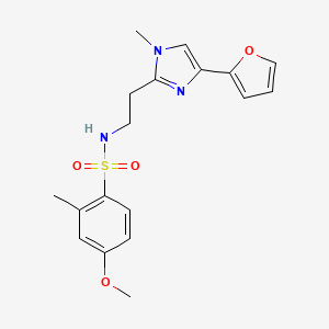 molecular formula C18H21N3O4S B6505452 N-{2-[4-(furan-2-yl)-1-methyl-1H-imidazol-2-yl]ethyl}-4-methoxy-2-methylbenzene-1-sulfonamide CAS No. 1421459-13-3