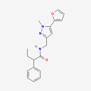 N-{[5-(furan-2-yl)-1-methyl-1H-pyrazol-3-yl]methyl}-2-phenylbutanamide