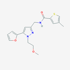 molecular formula C17H19N3O3S B6505465 N-{[5-(furan-2-yl)-1-(2-methoxyethyl)-1H-pyrazol-3-yl]methyl}-4-methylthiophene-2-carboxamide CAS No. 1421523-44-5