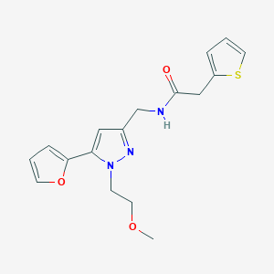 molecular formula C17H19N3O3S B6505470 N-{[5-(furan-2-yl)-1-(2-methoxyethyl)-1H-pyrazol-3-yl]methyl}-2-(thiophen-2-yl)acetamide CAS No. 1421514-06-8