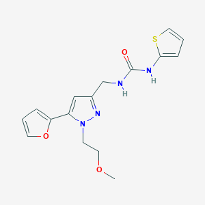 molecular formula C16H18N4O3S B6505478 3-{[5-(furan-2-yl)-1-(2-methoxyethyl)-1H-pyrazol-3-yl]methyl}-1-(thiophen-2-yl)urea CAS No. 1421505-40-9