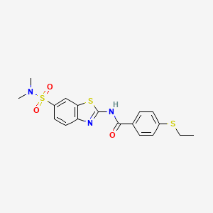 molecular formula C18H19N3O3S3 B6505487 N-[6-(dimethylsulfamoyl)-1,3-benzothiazol-2-yl]-4-(ethylsulfanyl)benzamide CAS No. 923140-48-1
