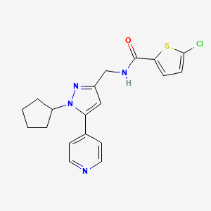 molecular formula C19H19ClN4OS B6505497 5-chloro-N-{[1-cyclopentyl-5-(pyridin-4-yl)-1H-pyrazol-3-yl]methyl}thiophene-2-carboxamide CAS No. 1421501-39-4