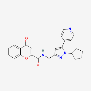 molecular formula C24H22N4O3 B6505502 N-{[1-cyclopentyl-5-(pyridin-4-yl)-1H-pyrazol-3-yl]methyl}-4-oxo-4H-chromene-2-carboxamide CAS No. 1421514-43-3