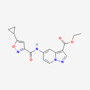 molecular formula C17H16N4O4 B6505532 ethyl 5-(5-cyclopropyl-1,2-oxazole-3-amido)pyrazolo[1,5-a]pyridine-3-carboxylate CAS No. 1396809-69-0