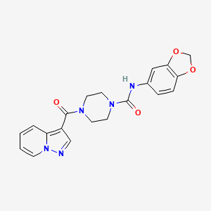molecular formula C20H19N5O4 B6505539 N-(2H-1,3-benzodioxol-5-yl)-4-{pyrazolo[1,5-a]pyridine-3-carbonyl}piperazine-1-carboxamide CAS No. 1421584-11-3