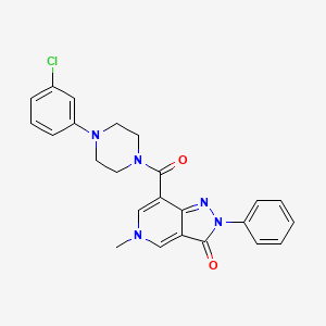 molecular formula C24H22ClN5O2 B6505626 7-[4-(3-chlorophenyl)piperazine-1-carbonyl]-5-methyl-2-phenyl-2H,3H,5H-pyrazolo[4,3-c]pyridin-3-one CAS No. 921879-79-0
