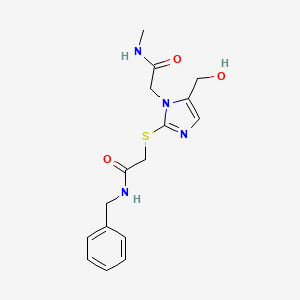 molecular formula C16H20N4O3S B6505728 N-benzyl-2-{[5-(hydroxymethyl)-1-[(methylcarbamoyl)methyl]-1H-imidazol-2-yl]sulfanyl}acetamide CAS No. 923138-88-9
