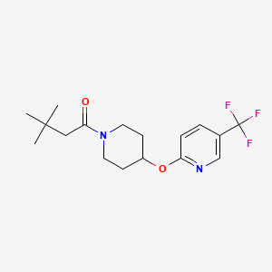 molecular formula C17H23F3N2O2 B6505732 3,3-dimethyl-1-(4-{[5-(trifluoromethyl)pyridin-2-yl]oxy}piperidin-1-yl)butan-1-one CAS No. 1421531-13-6