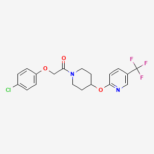 molecular formula C19H18ClF3N2O3 B6505734 2-(4-chlorophenoxy)-1-(4-{[5-(trifluoromethyl)pyridin-2-yl]oxy}piperidin-1-yl)ethan-1-one CAS No. 1421472-90-3