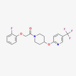 molecular formula C19H18F4N2O3 B6505736 2-(2-fluorophenoxy)-1-(4-{[5-(trifluoromethyl)pyridin-2-yl]oxy}piperidin-1-yl)ethan-1-one CAS No. 1421461-86-0