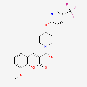 molecular formula C22H19F3N2O5 B6505753 8-methoxy-3-(4-{[5-(trifluoromethyl)pyridin-2-yl]oxy}piperidine-1-carbonyl)-2H-chromen-2-one CAS No. 1421493-16-4