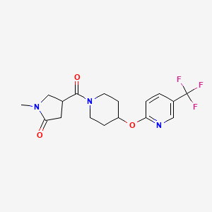 molecular formula C17H20F3N3O3 B6505763 1-methyl-4-(4-{[5-(trifluoromethyl)pyridin-2-yl]oxy}piperidine-1-carbonyl)pyrrolidin-2-one CAS No. 1421496-57-2