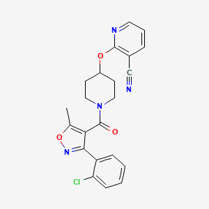 molecular formula C22H19ClN4O3 B6505777 2-({1-[3-(2-chlorophenyl)-5-methyl-1,2-oxazole-4-carbonyl]piperidin-4-yl}oxy)pyridine-3-carbonitrile CAS No. 1797062-49-7