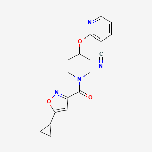 molecular formula C18H18N4O3 B6505783 2-{[1-(5-cyclopropyl-1,2-oxazole-3-carbonyl)piperidin-4-yl]oxy}pyridine-3-carbonitrile CAS No. 1798024-31-3