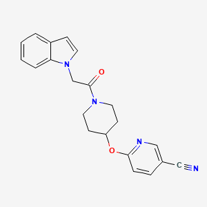molecular formula C21H20N4O2 B6505794 6-({1-[2-(1H-indol-1-yl)acetyl]piperidin-4-yl}oxy)pyridine-3-carbonitrile CAS No. 1421493-25-5
