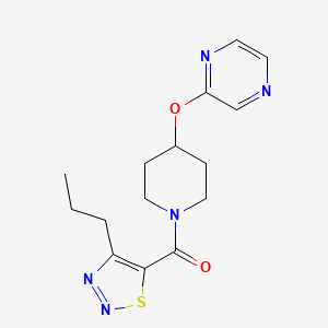 molecular formula C15H19N5O2S B6505833 2-{[1-(4-propyl-1,2,3-thiadiazole-5-carbonyl)piperidin-4-yl]oxy}pyrazine CAS No. 1421478-44-5