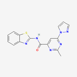 molecular formula C16H12N6OS B6505856 N-(1,3-benzothiazol-2-yl)-2-methyl-6-(1H-pyrazol-1-yl)pyrimidine-4-carboxamide CAS No. 1421480-54-7