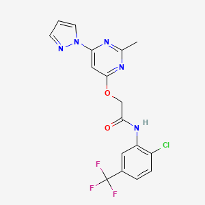 molecular formula C17H13ClF3N5O2 B6505866 N-[2-chloro-5-(trifluoromethyl)phenyl]-2-{[2-methyl-6-(1H-pyrazol-1-yl)pyrimidin-4-yl]oxy}acetamide CAS No. 1421444-05-4