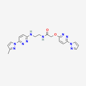 molecular formula C19H20N10O2 B6505873 N-(2-{[6-(3-methyl-1H-pyrazol-1-yl)pyridazin-3-yl]amino}ethyl)-2-{[6-(1H-pyrazol-1-yl)pyridazin-3-yl]oxy}acetamide CAS No. 1428373-29-8