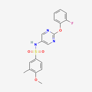 molecular formula C18H16FN3O4S B6505894 N-[2-(2-fluorophenoxy)pyrimidin-5-yl]-4-methoxy-3-methylbenzene-1-sulfonamide CAS No. 1421462-19-2