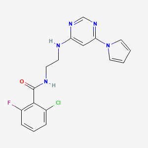 2-chloro-6-fluoro-N-(2-{[6-(1H-pyrrol-1-yl)pyrimidin-4-yl]amino}ethyl)benzamide