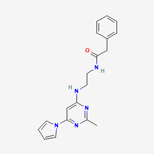 molecular formula C19H21N5O B6505932 N-(2-{[2-methyl-6-(1H-pyrrol-1-yl)pyrimidin-4-yl]amino}ethyl)-2-phenylacetamide CAS No. 1396685-54-3