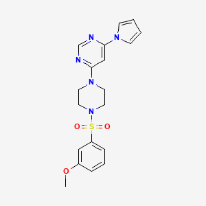 molecular formula C19H21N5O3S B6505937 4-[4-(3-methoxybenzenesulfonyl)piperazin-1-yl]-6-(1H-pyrrol-1-yl)pyrimidine CAS No. 1421484-91-4