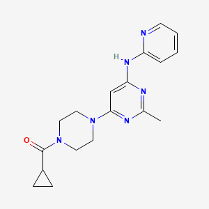 molecular formula C18H22N6O B6505956 6-(4-cyclopropanecarbonylpiperazin-1-yl)-2-methyl-N-(pyridin-2-yl)pyrimidin-4-amine CAS No. 1421449-50-4