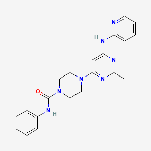molecular formula C21H23N7O B6505979 4-{2-methyl-6-[(pyridin-2-yl)amino]pyrimidin-4-yl}-N-phenylpiperazine-1-carboxamide CAS No. 1421449-65-1