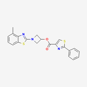 molecular formula C21H17N3O2S2 B6506000 1-(4-methyl-1,3-benzothiazol-2-yl)azetidin-3-yl 2-phenyl-1,3-thiazole-4-carboxylate CAS No. 1396860-35-7