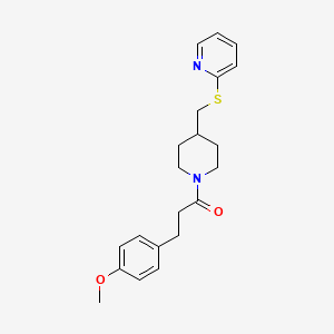 molecular formula C21H26N2O2S B6506035 3-(4-methoxyphenyl)-1-{4-[(pyridin-2-ylsulfanyl)methyl]piperidin-1-yl}propan-1-one CAS No. 1421525-56-5