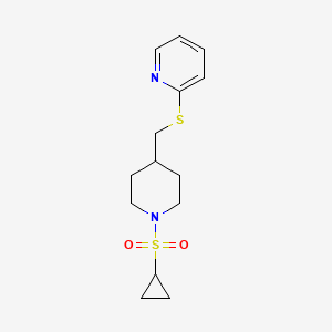 molecular formula C14H20N2O2S2 B6506047 2-({[1-(cyclopropanesulfonyl)piperidin-4-yl]methyl}sulfanyl)pyridine CAS No. 1421476-27-8