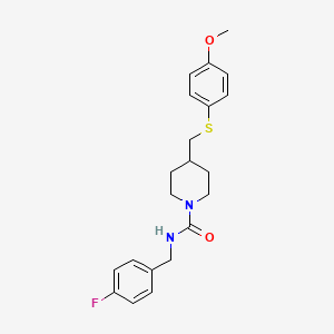 molecular formula C21H25FN2O2S B6506081 N-[(4-fluorophenyl)methyl]-4-{[(4-methoxyphenyl)sulfanyl]methyl}piperidine-1-carboxamide CAS No. 1421500-09-5