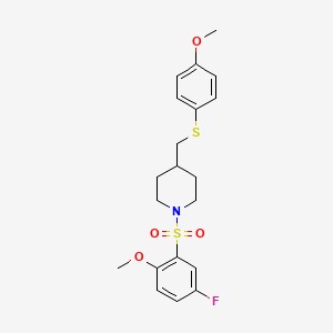 molecular formula C20H24FNO4S2 B6506087 1-(5-fluoro-2-methoxybenzenesulfonyl)-4-{[(4-methoxyphenyl)sulfanyl]methyl}piperidine CAS No. 1421477-78-2