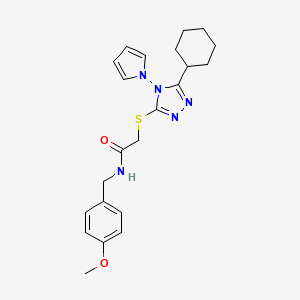 molecular formula C22H27N5O2S B6506102 2-{[5-cyclohexyl-4-(1H-pyrrol-1-yl)-4H-1,2,4-triazol-3-yl]sulfanyl}-N-[(4-methoxyphenyl)methyl]acetamide CAS No. 896312-78-0