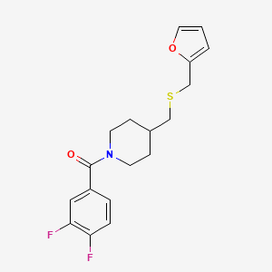 molecular formula C18H19F2NO2S B6506108 1-(3,4-difluorobenzoyl)-4-({[(furan-2-yl)methyl]sulfanyl}methyl)piperidine CAS No. 1396860-57-3