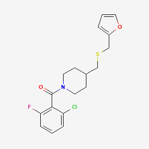 molecular formula C18H19ClFNO2S B6506113 1-(2-chloro-6-fluorobenzoyl)-4-({[(furan-2-yl)methyl]sulfanyl}methyl)piperidine CAS No. 1396768-99-2