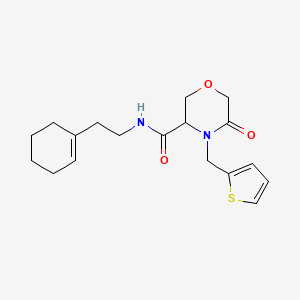 molecular formula C18H24N2O3S B6506141 N-[2-(cyclohex-1-en-1-yl)ethyl]-5-oxo-4-[(thiophen-2-yl)methyl]morpholine-3-carboxamide CAS No. 1421445-97-7