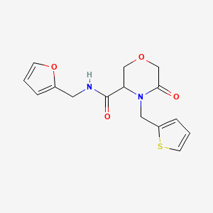 molecular formula C15H16N2O4S B6506145 N-[(furan-2-yl)methyl]-5-oxo-4-[(thiophen-2-yl)methyl]morpholine-3-carboxamide CAS No. 1421441-29-3