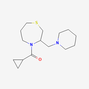 molecular formula C15H26N2OS B6506242 4-cyclopropanecarbonyl-3-[(piperidin-1-yl)methyl]-1,4-thiazepane CAS No. 1421498-25-0
