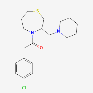 molecular formula C19H27ClN2OS B6506250 2-(4-chlorophenyl)-1-{3-[(piperidin-1-yl)methyl]-1,4-thiazepan-4-yl}ethan-1-one CAS No. 1421523-68-3