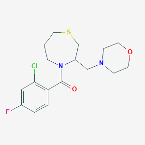 molecular formula C17H22ClFN2O2S B6506266 4-(2-chloro-4-fluorobenzoyl)-3-[(morpholin-4-yl)methyl]-1,4-thiazepane CAS No. 1421509-39-8