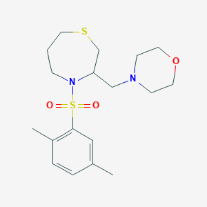 molecular formula C18H28N2O3S2 B6506281 4-(2,5-dimethylbenzenesulfonyl)-3-[(morpholin-4-yl)methyl]-1,4-thiazepane CAS No. 1421524-16-4