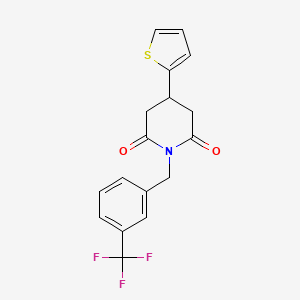 molecular formula C17H14F3NO2S B6506287 4-(thiophen-2-yl)-1-{[3-(trifluoromethyl)phenyl]methyl}piperidine-2,6-dione CAS No. 1396868-99-7