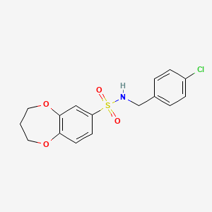 molecular formula C16H16ClNO4S B6506312 N-[(4-chlorophenyl)methyl]-3,4-dihydro-2H-1,5-benzodioxepine-7-sulfonamide CAS No. 941971-00-2