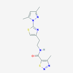 molecular formula C14H16N6OS2 B6506386 N-{2-[2-(3,5-dimethyl-1H-pyrazol-1-yl)-1,3-thiazol-4-yl]ethyl}-4-methyl-1,2,3-thiadiazole-5-carboxamide CAS No. 1421505-33-0